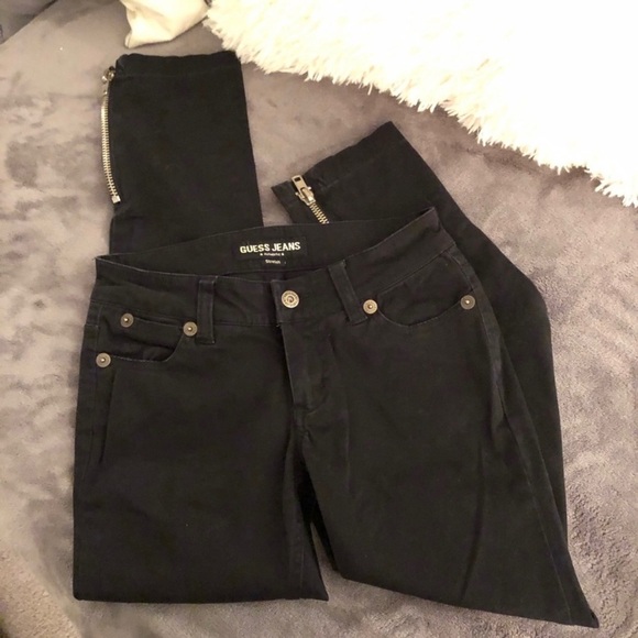❓GUESS Jeans w/ Zipper Ankle | Black | Stretch - Picture 1 of 6